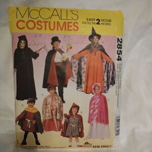 Vtg McCall's Costume Pattern 2854 Halloween SZ 2-12 Easy 2 Hour Year 2000 Witch